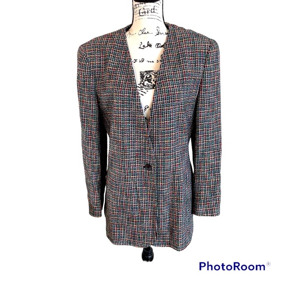 Liz Claiborne Jackets & Blazers - Vintage Liz Claiborne power suit blazer 80’s tweed multicolored with pockets 🔥